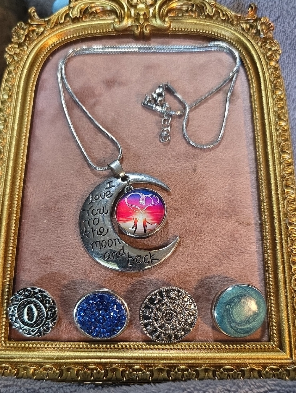 Vintage Ginger Snaps Articulated Moon Neclace & 5 Interchangabke Snaps